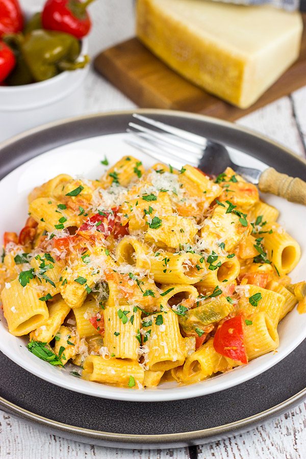 An upstate New York classic, Chicken Riggies are a delicious twist for pasta night!