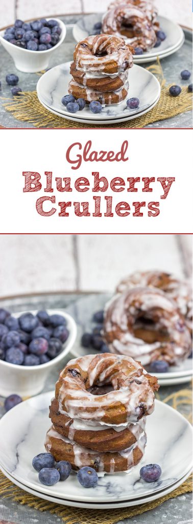 These Glazed Blueberry Crullers are a twisted cake donut filled with blueberries and drizzled with a classic glaze...and they're delicious!