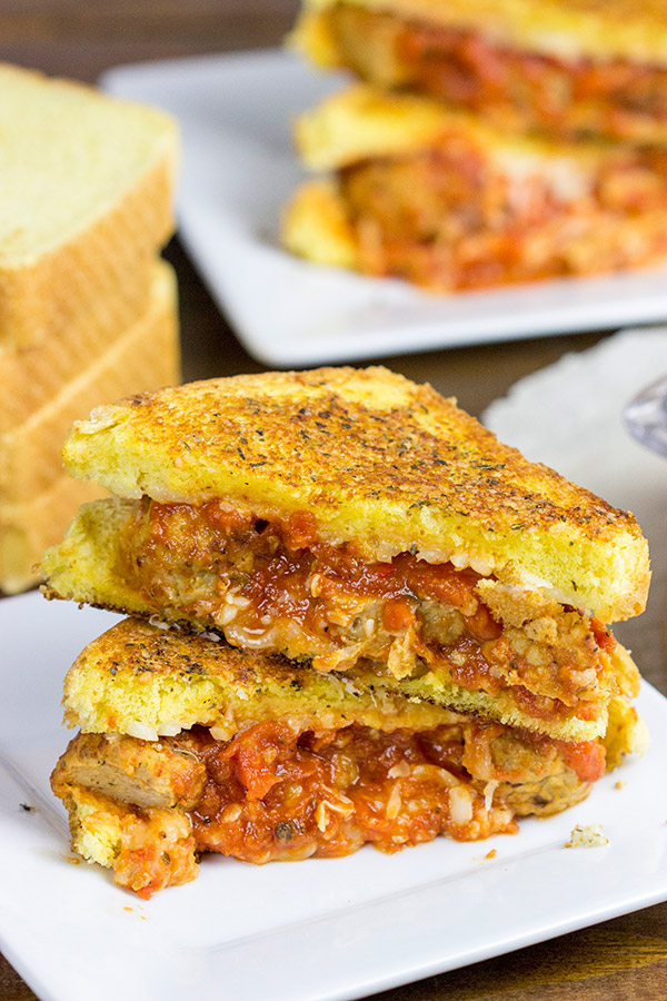 This Meatball Parm Grilled Cheese is pretty much spaghetti and meatballs...in sandwich form!