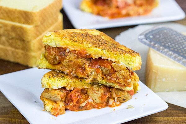 This Meatball Parm Grilled Cheese is pretty much spaghetti and meatballs...in sandwich form!