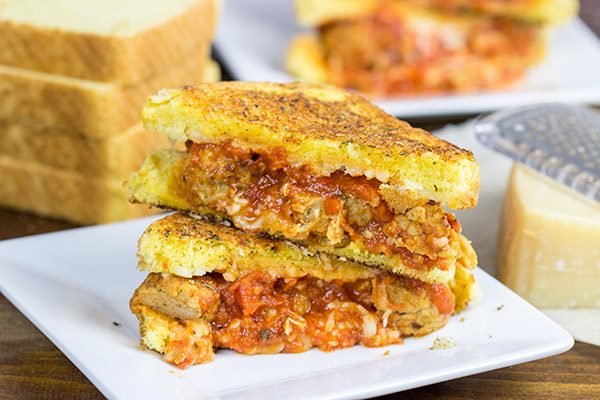 This Meatball Parm Grilled Cheese is pretty much spaghetti and meatballs...in sandwich form!