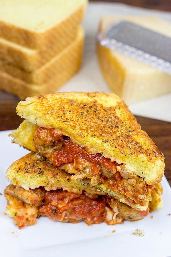 This Meatball Parm Grilled Cheese is pretty much spaghetti and meatballs...in sandwich form!