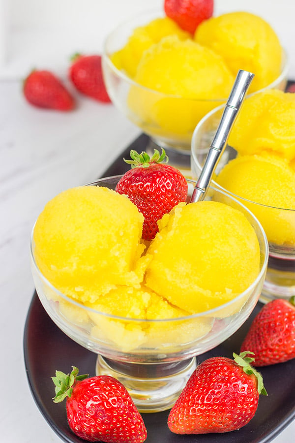 This Passion Fruit Sorbet is a dairy-free treat that's perfectly refreshing for warm summer days!