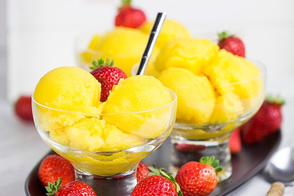 This Passion Fruit Sorbet is a dairy-free treat that's perfectly refreshing for warm summer days!