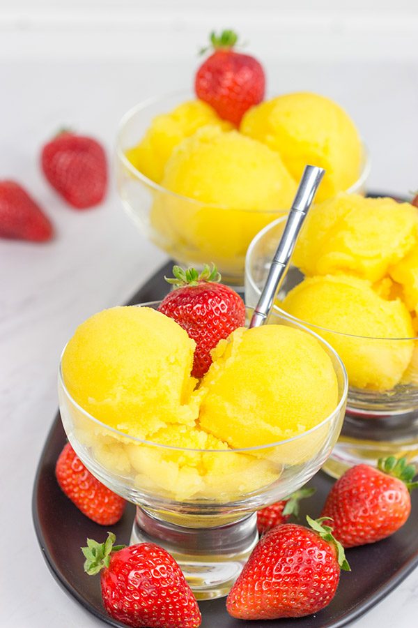 This Passion Fruit Sorbet is a dairy-free treat that's perfectly refreshing for warm summer days!