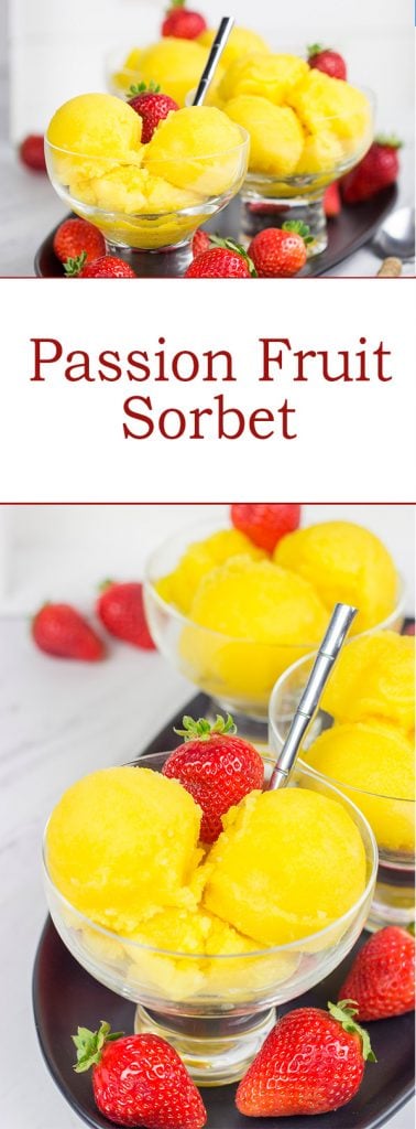 This Passion Fruit Sorbet is a dairy-free treat that's perfectly refreshing for warm summer days!