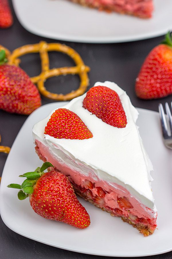 This Strawberry Pretzel Pie is a throwback to a classic recipe...but with a twist!  It's also an excellent dessert to serve at a summer picnic!