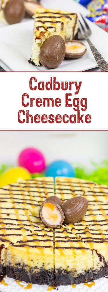 Get into the Easter spirit with a slice of this Cadbury Creme Egg Cheesecake! It's a dessert that everybunny will enjoy!