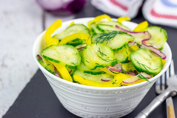 This Cold Cucumber Salad is an easy and healthy side dish that pairs really well with your summer grilling recipes!