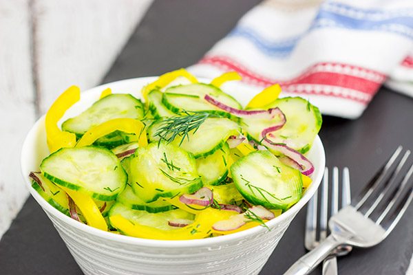 This Cold Cucumber Salad is an easy and healthy side dish that pairs really well with your summer grilling recipes!