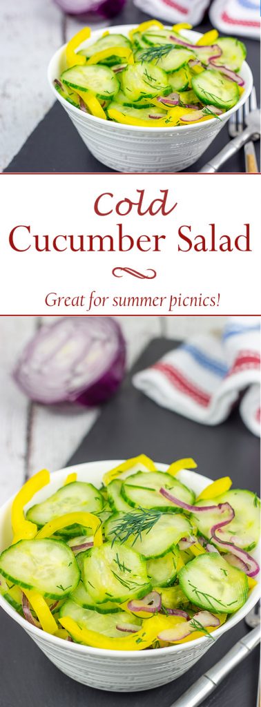 This Cold Cucumber Salad is an easy and healthy side dish that pairs really well with your summer grilling recipes!