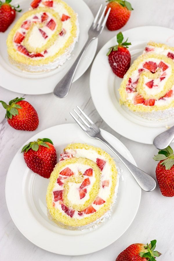 This Fresh Strawberry Cake Roll is a fun way to celebrate fresh summer strawberries! Grab a slice, sit back and enjoy!