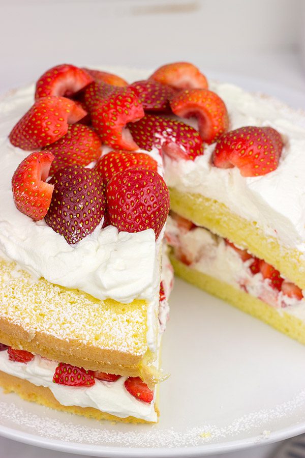 A slice of this Fresh Strawberry Cake is a wonderful (and tasty!) way to end a warm summer day!