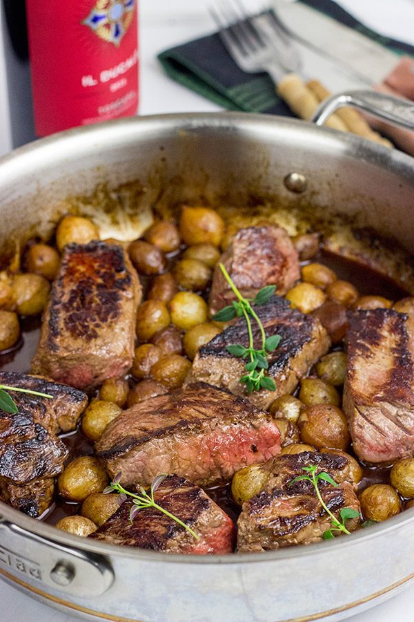 Too cold to pull out the grill?  These Sauteed Sirloin Medallions with Pearl Onion Red Wine Sauce are surprisingly easy to make on the stovetop!