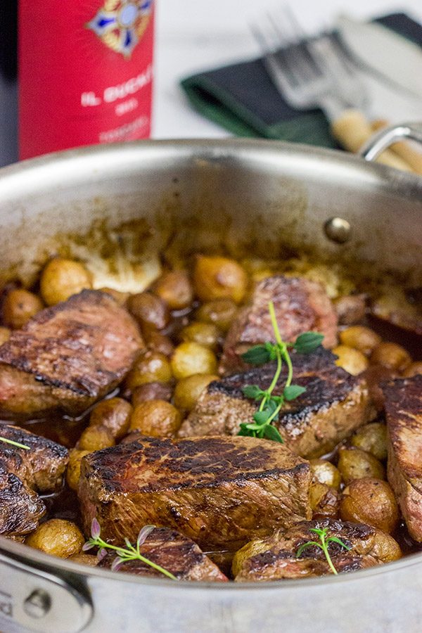 Too cold to pull out the grill?  These Sauteed Sirloin Medallions with Pearl Onion Red Wine Sauce are surprisingly easy to make on the stovetop!