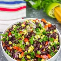 This Easy Black Bean Salad is a summer staple in our house. It's delicious as either a side dish with grilled food or as a dip with tortilla chips!