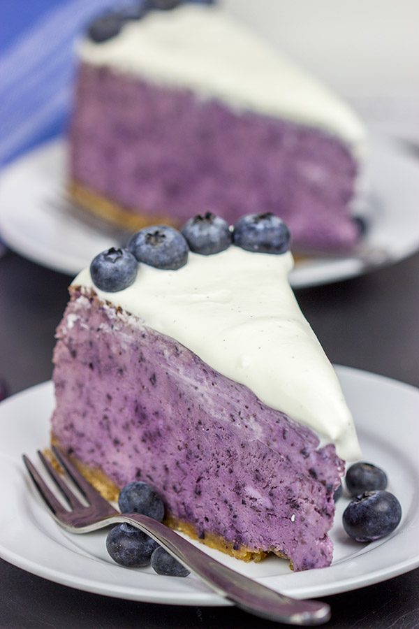 This Fresh Blueberry Cheesecake is packed with fresh summer blueberries...and it's a fun dessert to serve on a warm summer evening!