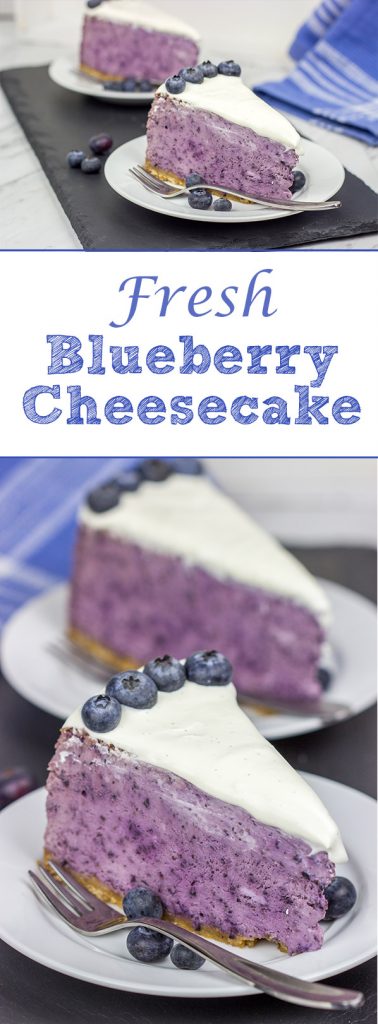 This Fresh Blueberry Cheesecake is packed with fresh summer blueberries...and it's a fun dessert to serve on a warm summer evening!