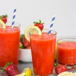 Made from just 3 ingredients, this Frozen Strawberry Lemonade is the perfect way to cool off when it's hotter'n blue blazes outside your door!
