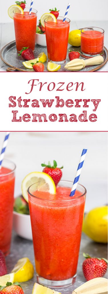 Made from just 3 ingredients, this Frozen Strawberry Lemonade is the perfect way to cool off when it's hotter'n blue blazes outside your door!