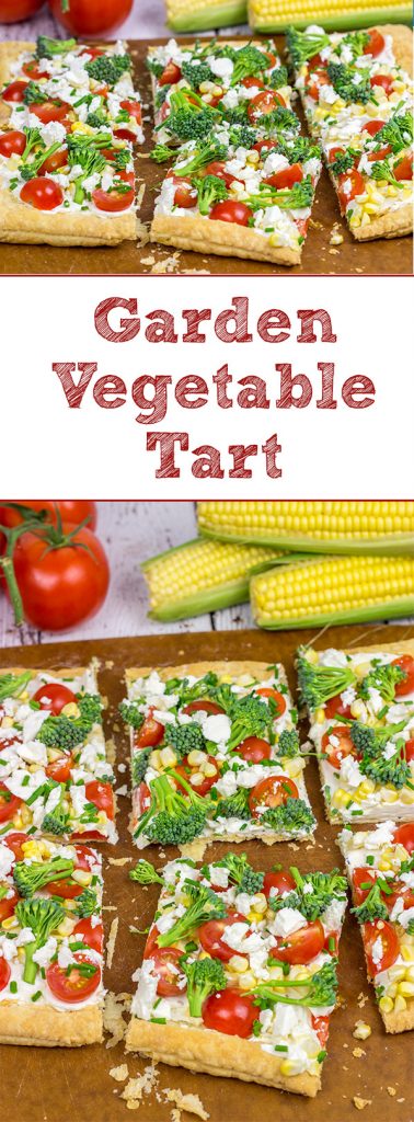 Got some extra veggies in the garden? Whip up this easy Garden Vegetable Tart! This tart is the perfect snack on a warm summer evening!