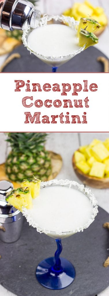 This Pineapple Coconut Martini is perfect for warm summer evenings on the back porch! Cheers!