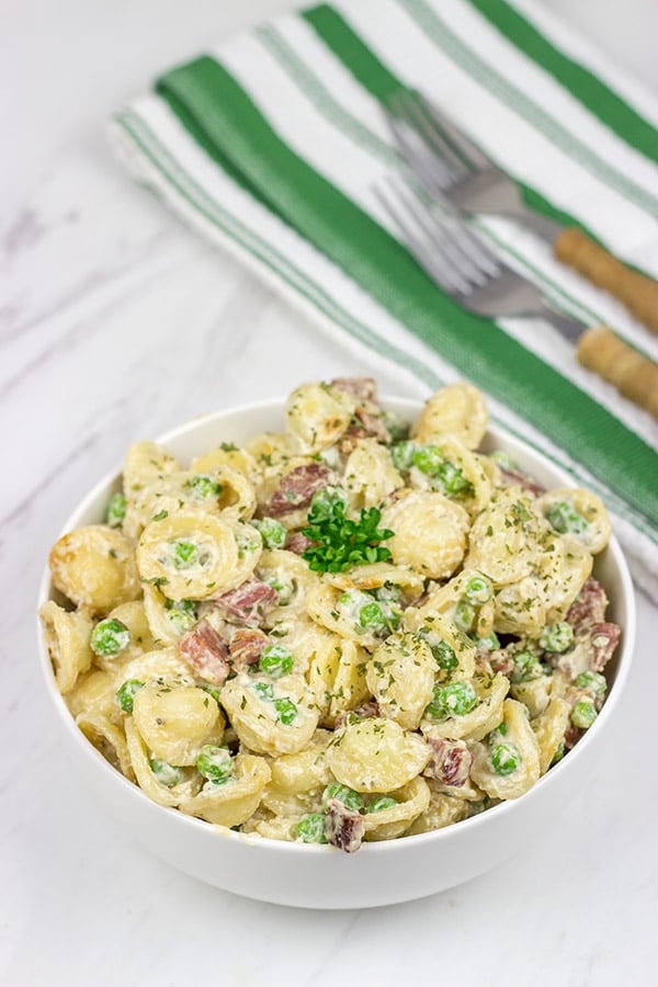 This Prosciutto and Pea Pasta Salad is a fun twist on a classic, and it's an excellent side dish to serve alongside your favorite grilled summer recipes!