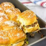 Caught in a summer rainstorm?  Move the party inside with a batch of these Pull Apart Cheeseburger Sliders!
