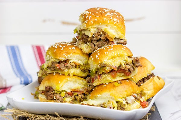 Caught in a summer rainstorm? Move the party inside with a batch of these Pull Apart Cheeseburger Sliders!