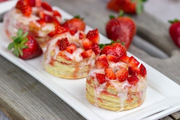 Featuring layers upon layers of flaky goodness, these Strawberry Puff Pastry Donuts are a tasty way to celebrate fresh summer strawberries!