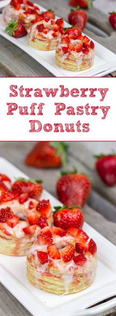 Featuring layers upon layers of flaky goodness, these Strawberry Puff Pastry Donuts are a tasty way to celebrate fresh summer strawberries!