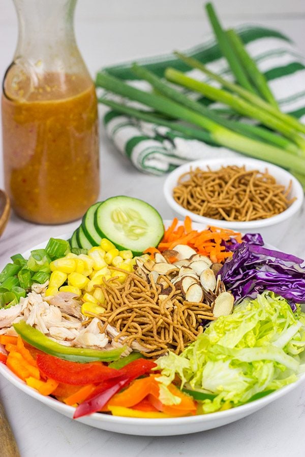 This Chinese Chicken Salad is packed with fresh produce, and it's a fun recipe to mix up weekday lunches!