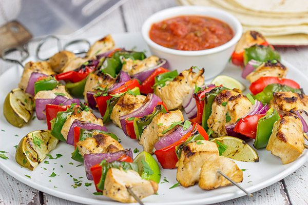 These Grilled Chicken Fajita Kabobs are a delicious way to enjoy dinner on the grill!  Serve them alone or with tortillas and a spoonful of salsa...either way will be delicious!