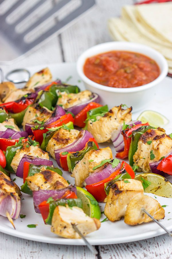 These Grilled Chicken Fajita Kabobs are a delicious way to enjoy dinner on the grill!  Serve them alone or with tortillas and a spoonful of salsa...either way will be delicious!