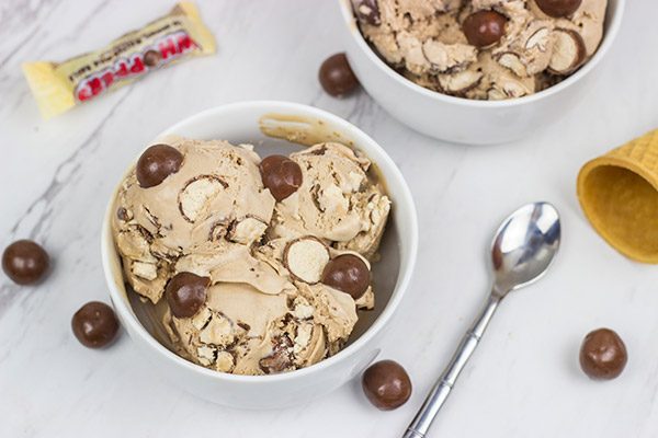 This Malted Milk Ice Cream is chocolaty, creamy and delicious...and it's packed with chopped Whoppers! Grab a bowl and relax!