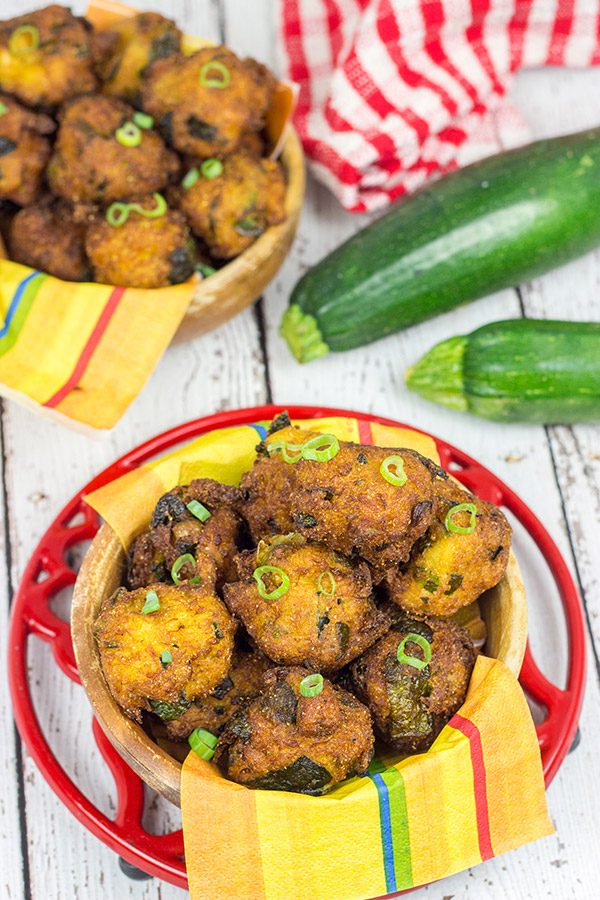 Overwhelmed with zucchini from the garden?  These Zucchini Hushpuppies are a fun and tasty way to use those extra zukes!