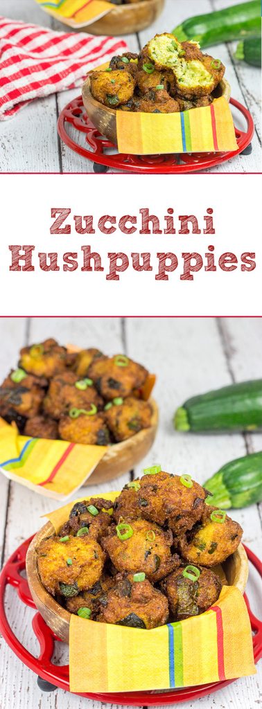 Overwhelmed with zucchini from the garden?  These Zucchini Hushpuppies are a fun and tasty way to use those extra zukes!