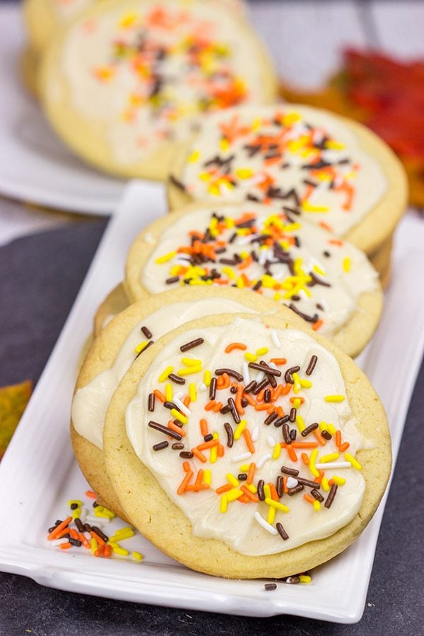 The crisp Fall air (and baking season) is back! Celebrate the season with a batch of these tasty Frosted Maple Sugar Cookies!