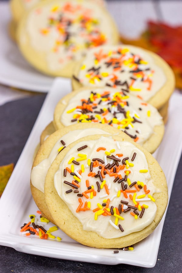 The crisp Fall air (and baking season) is back! Celebrate the season with a batch of these tasty Frosted Maple Sugar Cookies!