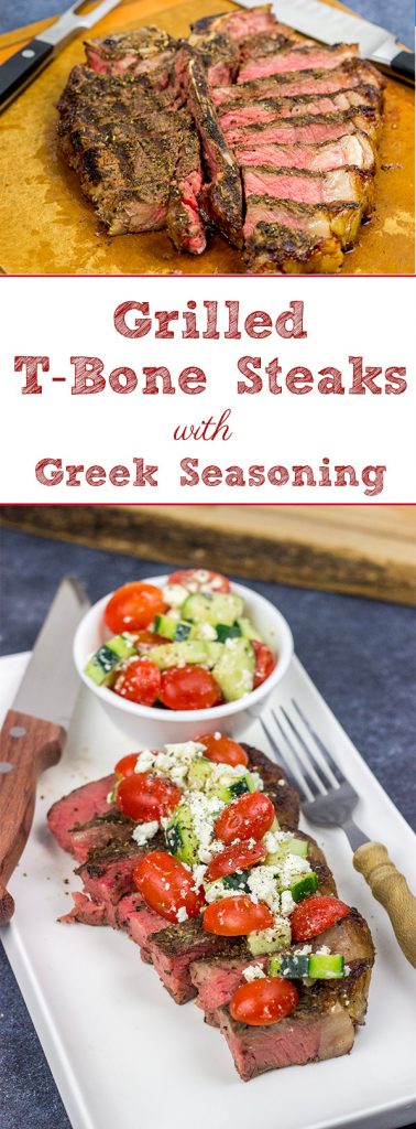 These Grilled T-Bone Steaks with Greek Seasoning are a great way to enjoy summer grilling season! They're tasty...and easy enough to make on a weeknight!