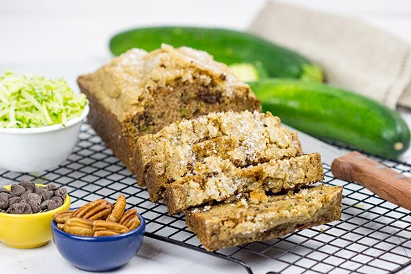 Overrun with zucchini?  Grab some chocolate chips from the pantry and make a batch of this tasty Chocolate Chip Zucchini Bread!