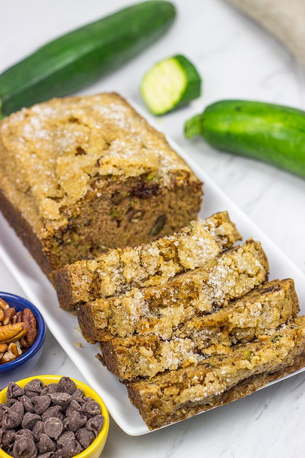 Overrun with zucchini?  Grab some chocolate chips from the pantry and make a batch of this tasty Chocolate Chip Zucchini Bread!