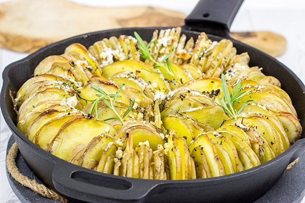 Grab that cast iron skillet!  These Garlic and Rosemary Roasted Potatoes are a fun twist on a classic recipe!