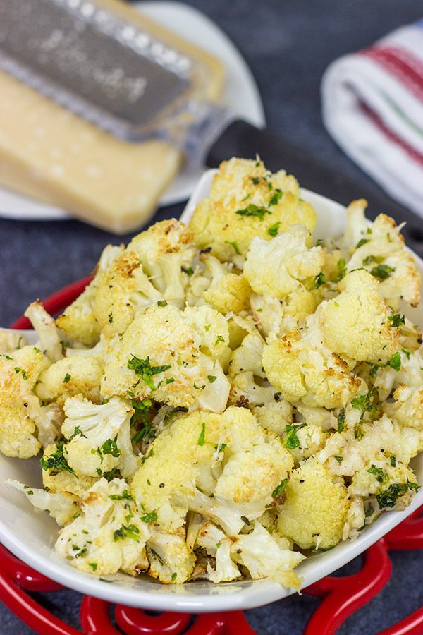 Looking for an easy side dish?  Grab some Parmigiano Reggiano and make a batch of this Parmesan Roasted Cauliflower!