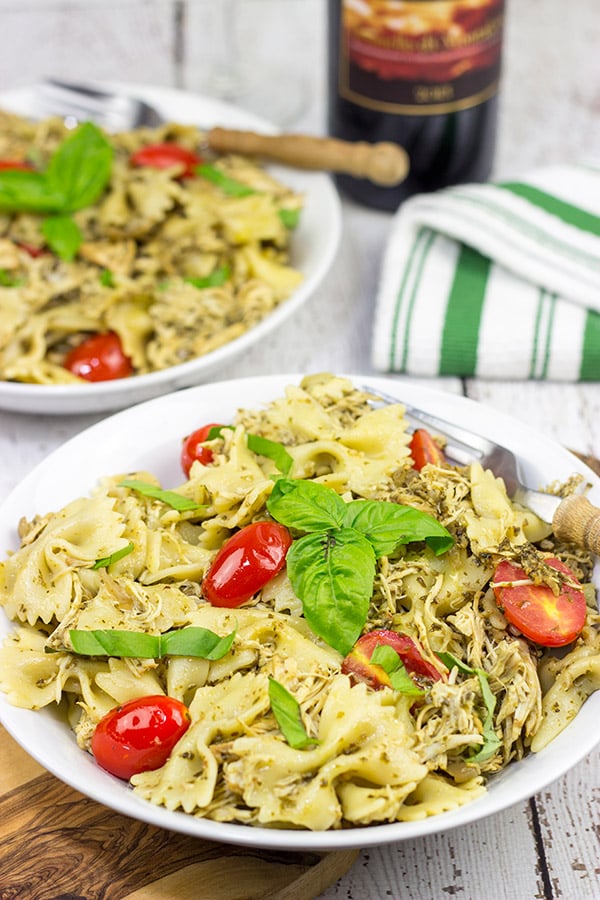 This 3-Cheese Slow Cooker Pesto Chicken Pasta is cheesy and delicious...and it's sure to keep you warm on these chilly nights!