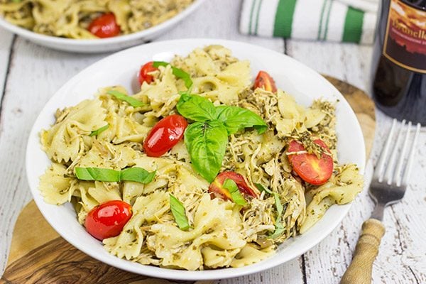 This 3-Cheese Slow Cooker Pesto Chicken Pasta is cheesy and delicious...and it's sure to keep you warm on these chilly nights!
