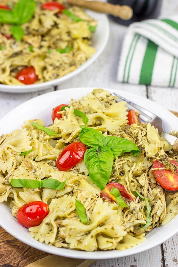 This 3-Cheese Slow Cooker Pesto Chicken Pasta is cheesy and delicious...and it's sure to keep you warm on these chilly nights!