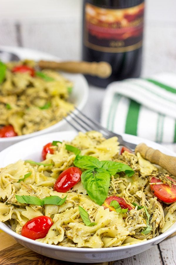 This 3-Cheese Slow Cooker Pesto Chicken Pasta is cheesy and delicious...and it's sure to keep you warm on these chilly nights!