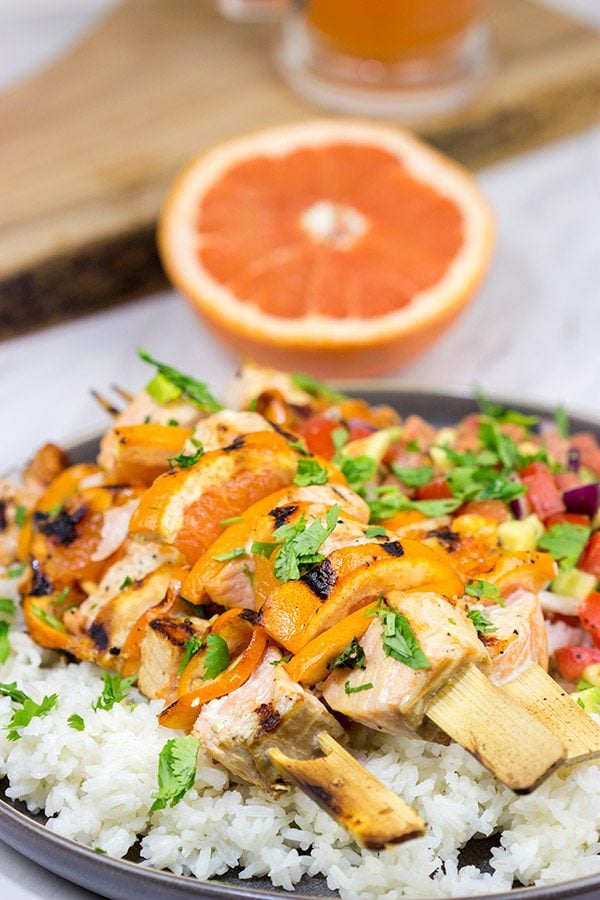 These Citrus Grilled Salmon Skewers are an easy and delicious way to enjoy dinner on the grill! They're perfect for everything from backyard parties to tailgating with friends!