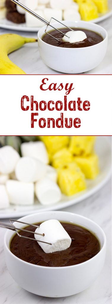 Looking for a fun dessert for a holiday party or just a quiet night with the family?  This Easy Chocolate Fondue is always a hit!